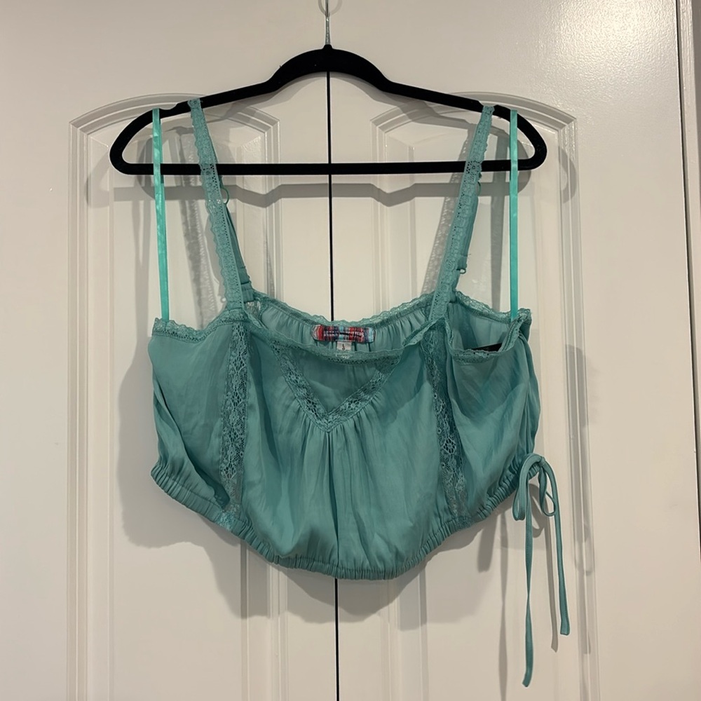 Urban Outfitters Teal Lace-Trim Chemise Camisole